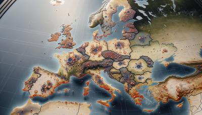 Una mappa dell'Europa che evidenzia i punti caldi della febbre dengue.