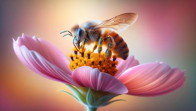 Une abeille indigène sur une fleur vibrante.