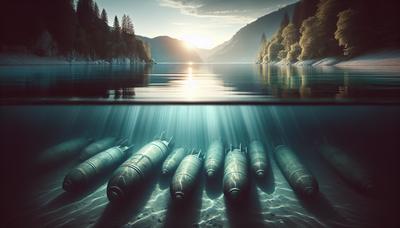 Un lac serein avec des bombes de la Seconde Guerre mondiale immergées et cachées.