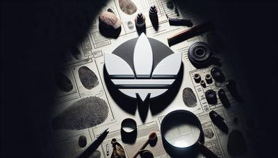 Adidas logotyp med mörk skugga och undersökningssymboler

