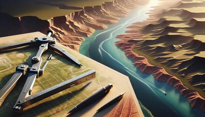 Luchtfoto van de Colorado River met planningshulpmiddelen.