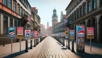 AfD-Wahlplakate in Bautzen mit Parteisymbolen