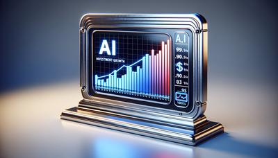 Signo de crecimiento de la inversión en IA con gráfico de barras ascendentes.