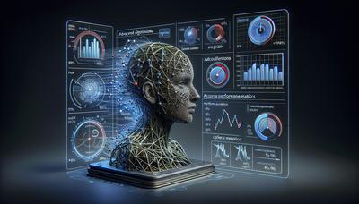 AI-model met gegevensgrafieken en nauwkeurigheidsmetriek.