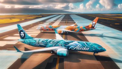 Alaska Airlines und Hawaiian Air Flugzeuge Seite an Seite