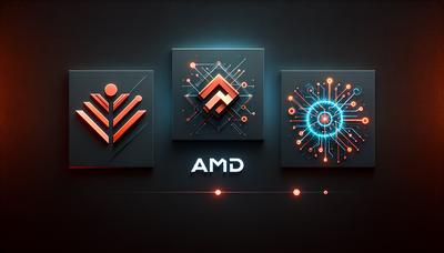 Logotipos da AMD e ZT Systems com gráficos de IA