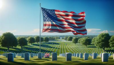 Bandera estadounidense en el Cementerio de Arlington en respetuoso silencio.