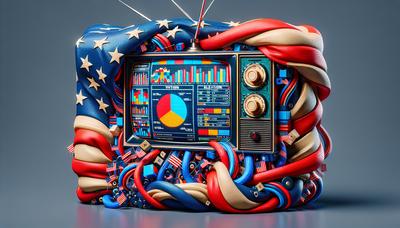 Amerikanische Flagge mit TV- und Wahlgrafiken