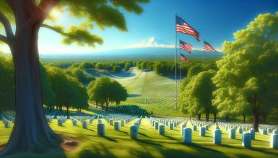 Drapeaux américains flottant sur les terrains du cimetière d'Arlington.