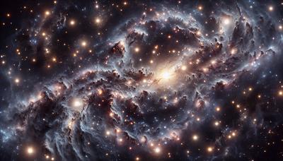 "Galassia antica con ammassi stellari luminosi nello spazio"