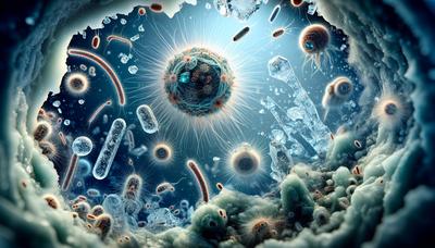 Archaea che interagiscono con organismi microscopici nel ghiaccio antartico.