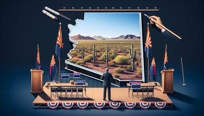 Contour de l'État de l'Arizona avec des graphiques de campagne politique