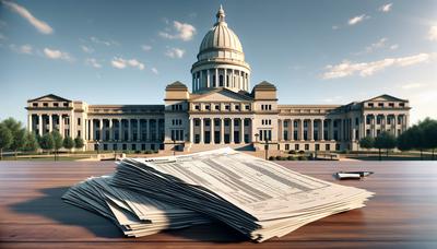 "Arkansas State Capitol Building mit Steuerdokumenten"