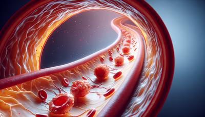 Arterienillustration mit hervorgehobener Frühstadium-Atherosklerose.