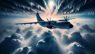 Velivolo ATR-72 che vola in condizioni meteorologiche gelide.