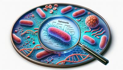 Ilustración de bacterias destacando la similitud genética con Salmonella.