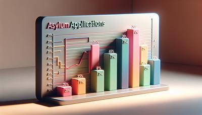 Staafdiagram dat een afname van 25% in asielaanvragen toont.