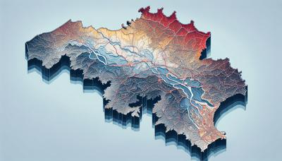 Mapa Belgii przedstawiająca region flamandzki podzielony według kolorów.

