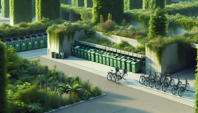 'Vélos, plantes, bacs de recyclage dans le paysage pittoresque de Copenhague.'