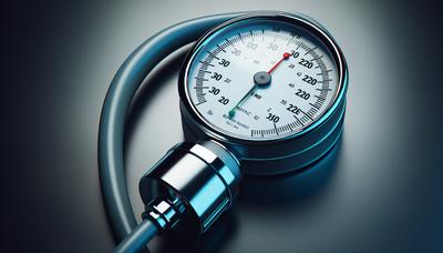 Manómetro de presión arterial con zona de advertencia en rojo destacada