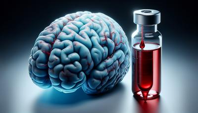 Muestra de sangre y cerebro con marcadores de Alzheimer.