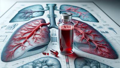 Flacon de test sanguin avec fond de diagramme pulmonaire.