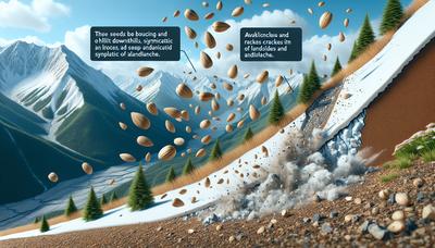 Studsande frön som illustrerar konceptet med jordskred och laviner.