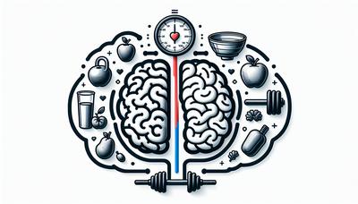 Icone di cervello e muscoli con simboli di salute.