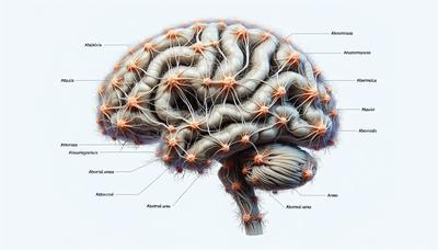 Illustrazione della rete cerebrale che evidenzia le aree anomale legate all'atassia.