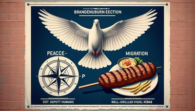 Brandenburger Wahlkampf-Symbole mit Frieden, Migration und Kebab.