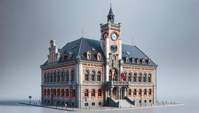 Rathaus Brandenburg mit Symbolen der AfD.