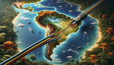 Mapa de Brasil con cable roto y logotipo de Bluesky.