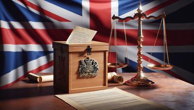 Drapeau britannique avec urne et symboles politiques