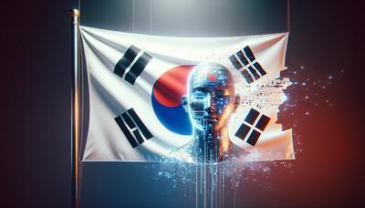 Kaputte digitale Maske auf der südkoreanischen Flagge.