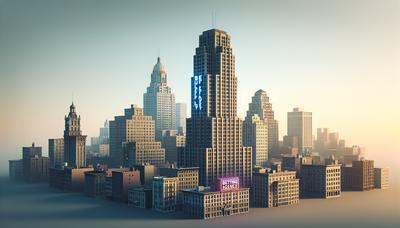 Buffalo skyline met reclamebord van wedkantoor.