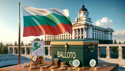 Bandera de Bulgaria monedas de euro urna edificio del parlamento