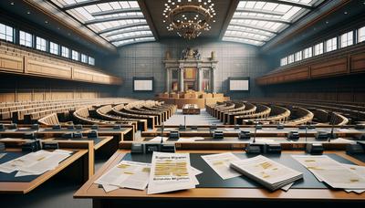 Bundestag-Kammer während einer intensiven Debatte zur Haushaltsmigration.