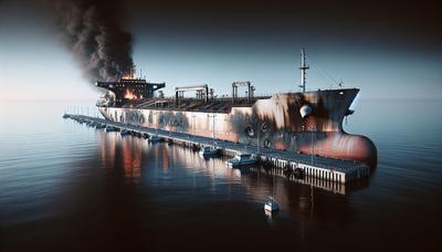 Verbrannter Öltanker sicher im Rostocker Hafen angedockt.