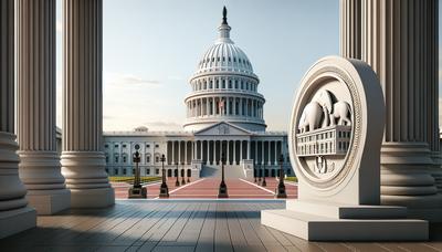 "Edificio del Capitolio con símbolos del GOP y la Casa Blanca."