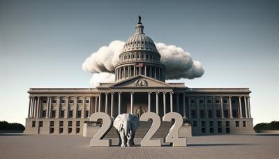 Bâtiment du Capitole avec le symbole de l'éléphant républicain et 2024.