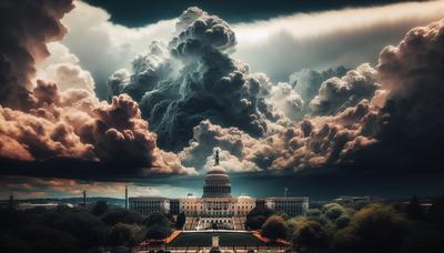 Le Capitole avec des nuages d'orage qui s'amoncellent au-dessus.