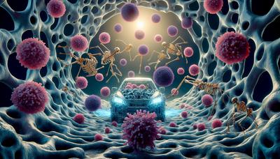 Cellule CAR T mirate verso le cellule di osteosarcoma nell'osso.