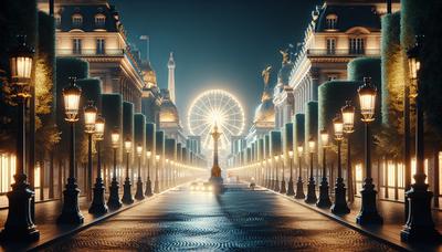 Champs-Élysées et Place de la Concorde magnifiquement illuminés.