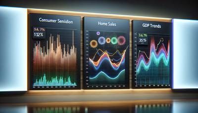 Gráficos de la confianza del consumidor tendencias de ventas de viviendas y PIB.