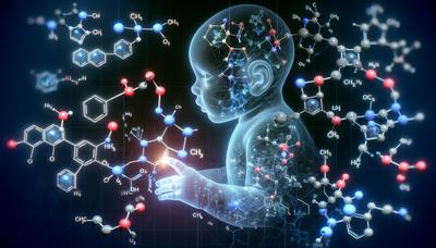 Estruturas químicas sobrepostas ao contorno de um bebê.