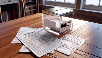 Documentos del crédito tributario por hijos y una urna electoral