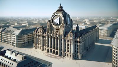 Stadhuisgebouw met verwijderde Telegram-app icoon.