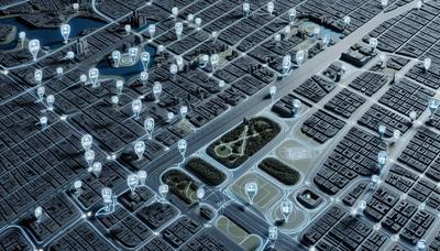 Mapa da cidade com locais de carregamento de veículos elétricos destacados.