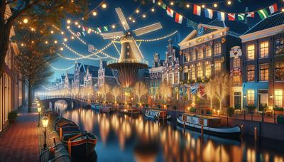 Stad Leiden feestelijke versieringen en historische symbolen