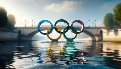 Eaux propres de la Seine avec signalisation des anneaux olympiques